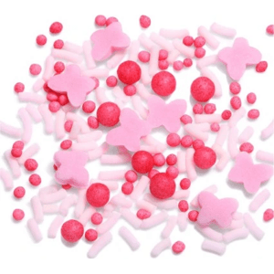 Cukrové zdobení motýlci - růžové 100g - Saracino