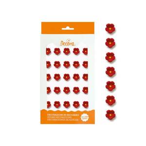 30 cukrových dekorací malé kytičky červené - Decora