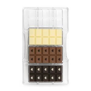 Polykarbonátová forma na čokoládu tabulka čokolády  se srdíčky - Decora