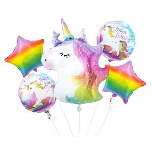 Fóliové balónky - sada jednorožec, narozeniny, 5 ks. - Godan