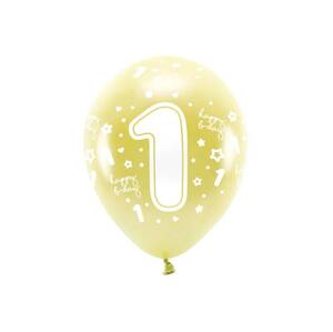 PartyDeco Eco balónky zlaté číslo 1 (6 ks)