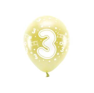 PartyDeco Eco balónky zlaté číslo 3 (6 ks)