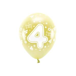 PartyDeco Eco balónky zlaté číslo 4 (6 ks)