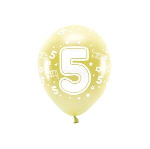 PartyDeco Eco balónky zlaté číslo 5 (6 ks)