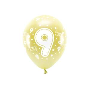 PartyDeco Eco balónky zlaté číslo 9 (6 ks)