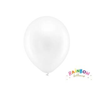 PartyDeco balónky bílé metalické 30 cm (10 ks)